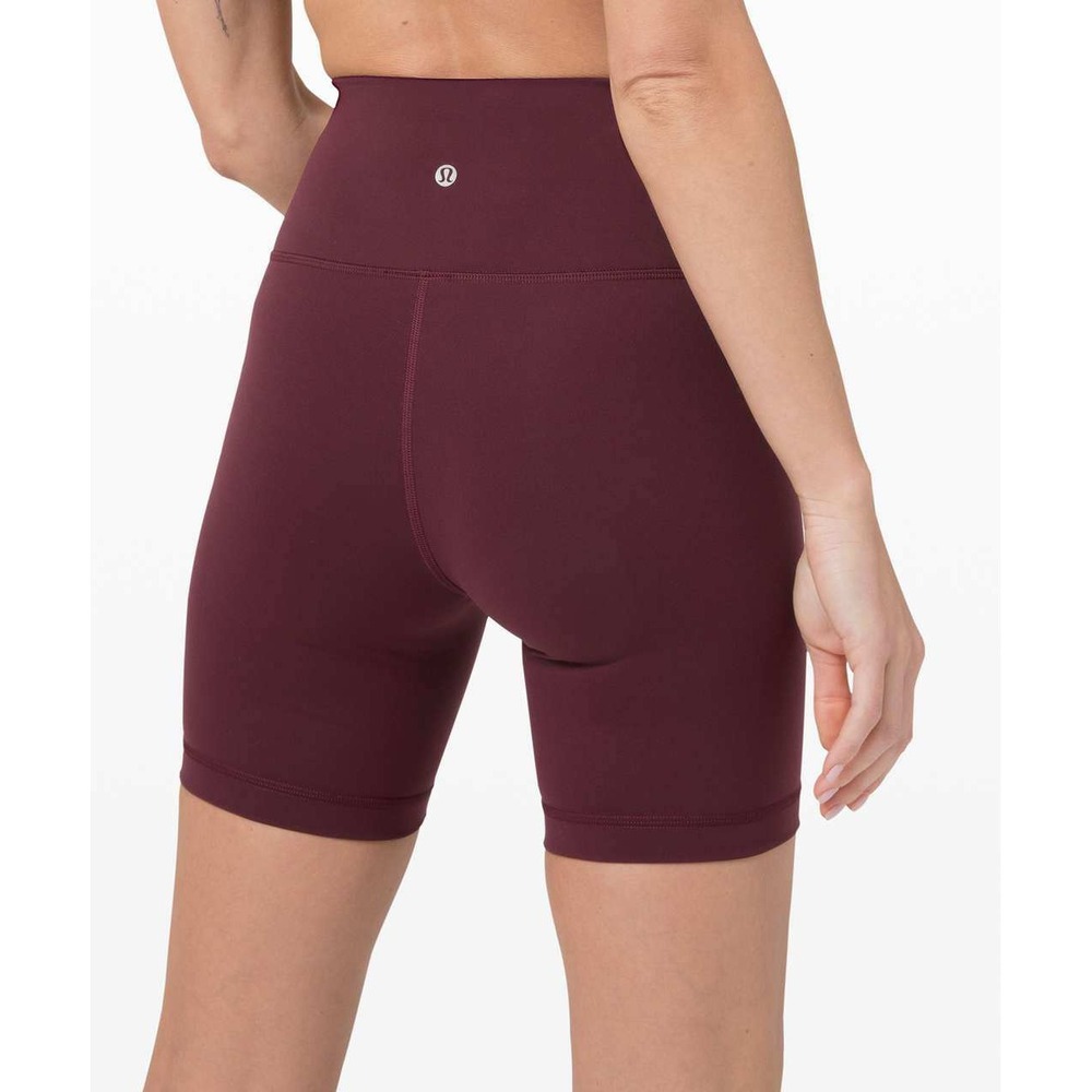 Lululemon Wunder Train High-Rise Short 6" Women Size 6 Maroon Red Biker Shorts